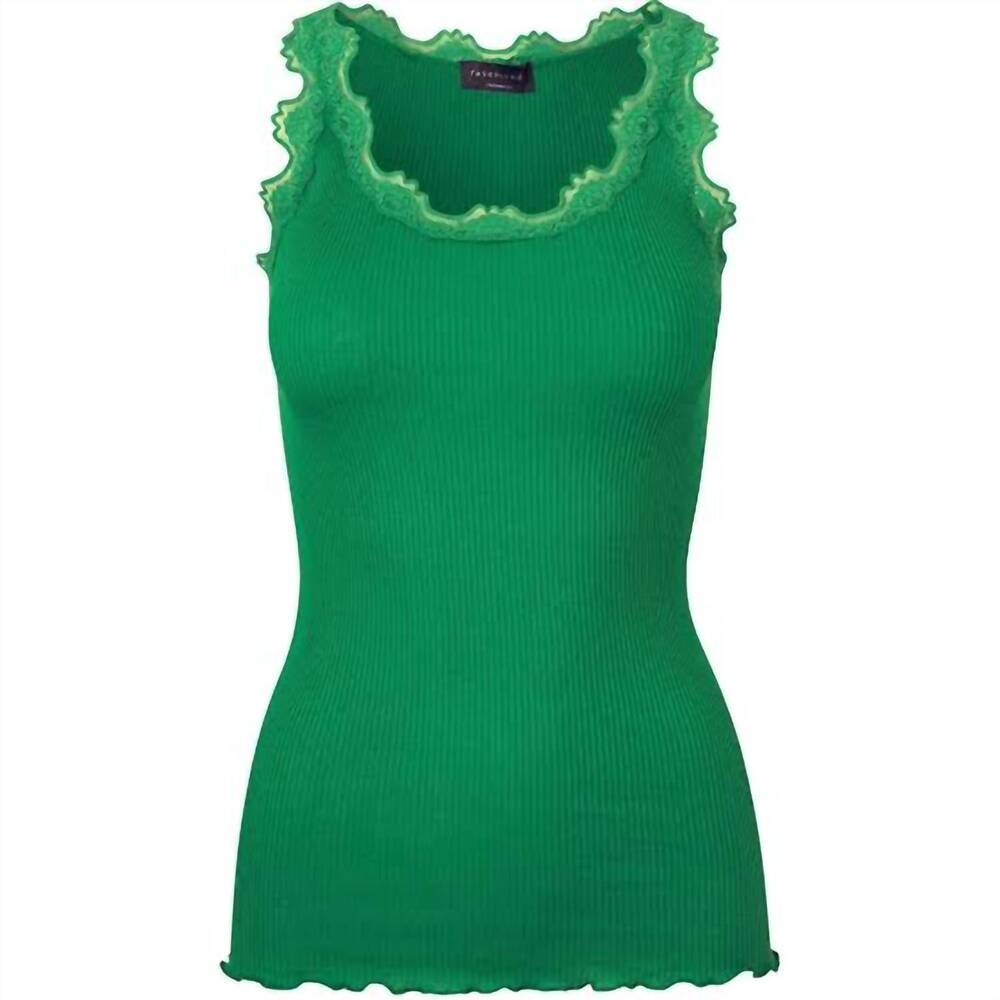 NEW ROSEMUNDE women's silk tank top with lace in jolly green